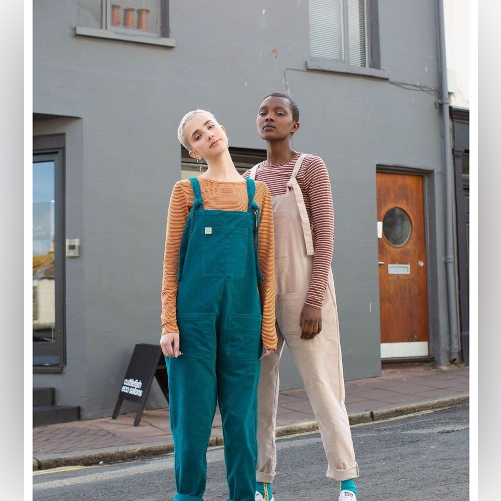 Lucy & Yak Teal corduroy overalls size medium tall